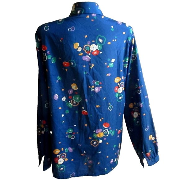 Vintage Blue Floral Button-Up Shirt James Kenrob Dalton Womens Size 16 1X XL 70s - Picture 3 of 5